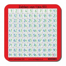 Kontrollkarte Zahlenraum 100 - SET 10 Stk. Montessorifarben
